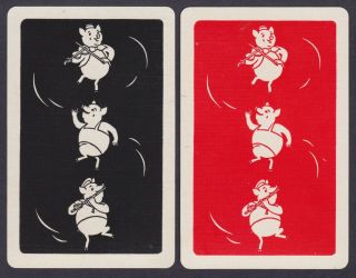 2 Single Vintage Swap/playing Cards Animals Music Dance 3 Little Pigs Blk/red