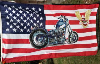 Rare High Times Harley - Davidson Chopper Motorcycle American Flag 3 