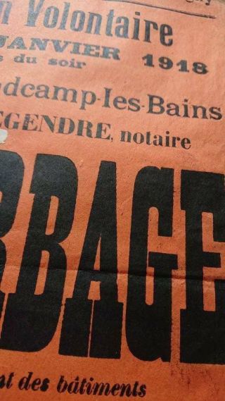 Antique French Notaires Lawyers Poster Dated 1918