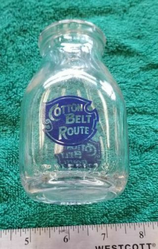 Cotton Belt St.  Louis Southwestern Railway Railroad Glass Milk Bottle Dining Car