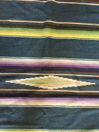 Vintage Mexican Colorful Striped Woven Wool Saltillo Serape Blanket 81 X 46” 4