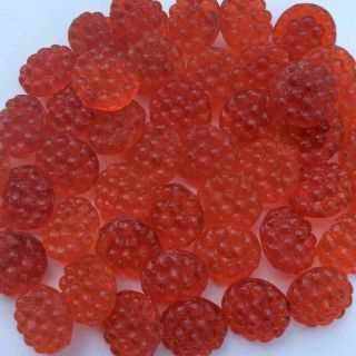 43 X 10mm Vintage Red Glass Buttons,  Look Like Raspberries