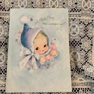 Vintage Greeting Card Baby Boy Congrats On Phone Hallmark