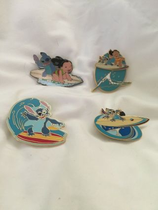 Disney Lilo Stitch Surfboard Pin Plus 3 Others (shown)