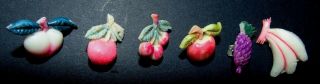 6 Vintage Realistic/goofie Fruit Buttons 2015