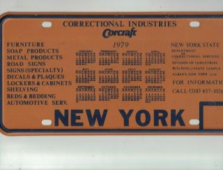 Corcraft License Plate Correctional Industries York State 1979 Calendar