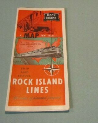 1953 Rock Island Railroad Route Of The Rockets Us Route Map And Travel Brochure
