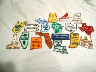 17 - Vintage Rubber Refrigerator Magnets 15 Different States & 2 - Attractions