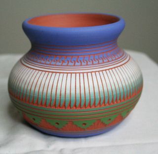 Native American Pottery Hummingbird Vase Pot Signed Johnson Navajo Hand Crafted 4