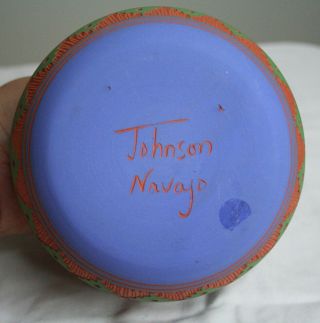 Native American Pottery Hummingbird Vase Pot Signed Johnson Navajo Hand Crafted 5