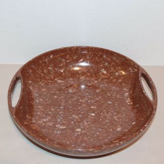 Vintage Aztec Melmac 2 Handled Confetti Splatterware Salad Bowl 12 " Brown
