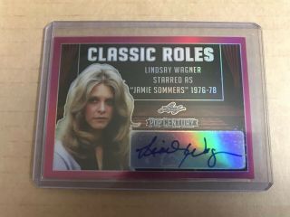 Lindsay Wagner 2019 Leaf Pop Century Pink Refractor Auto /7 Classic Roles