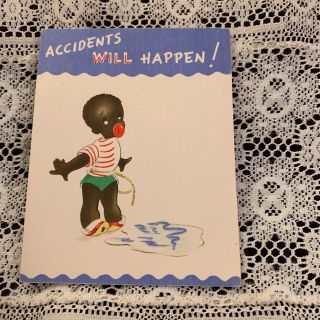 Vintage Greeting Card Get Well Boy Black Americana Accident