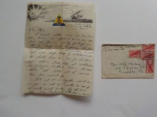 Wwii Letter 1945 Tank 4th Of July Camp Atlanta France 16th Armored Infantry Ww2