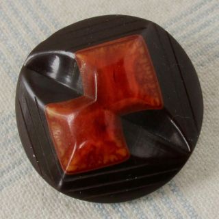1 5/16 " Carved Laminated Bakelite Button W Wire Loop Shank