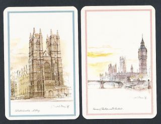 950.  772 Vintage Swap Card - Near Pair - Westminster Abbey & Parliament House
