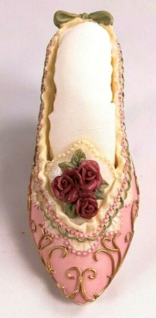 Vintage Miniature Ceramic Pink High Heel Shoe Pin Cushion