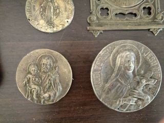 Antique / Vintage Crucifix & Medallions Religious Wall Cross Jesus Mary Catholic 4