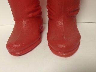 2 Vintage Christmas Lg 50’s Red Plastic Santa Boots Candy Cane Planters 8 1/2” H 5