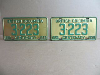 Pair 1958 British Columbia License Plates 3 - 223