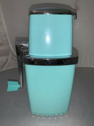 Vintage Swing A Way Ice Crusher Turquoise Blue Mid Century Art Deco Rare