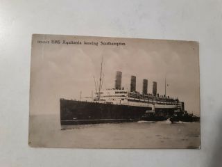 Cunard Rms Aquitania Vintage Postcard C.  1928 Departing Solent