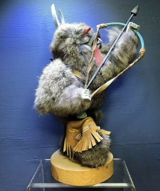 Native American Navajo / Hopi Wolf Kachina Doll – Signed