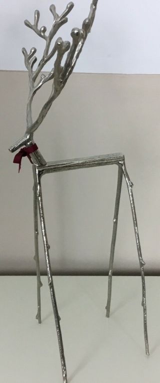 Silver Metal Twig Reindeer Christmas Decoration