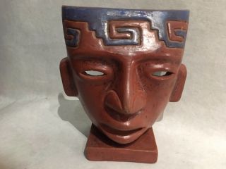 Folk Art Mexican Handmade Clay Mask Statue Teotihuacan Edo De Mex - Hecho A Mano