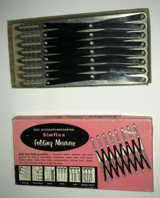 Vintage Simflex Folding Measure Sewing Accessory Notion With Box