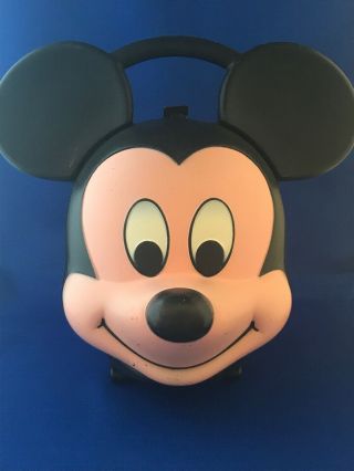 Vintage Disney Mickey Mouse Plastic Lunchbox Aladdin Mickey’s Head No Therm