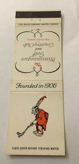 Vintage Matchbook Cover Matchcover The Mississaugua Golf & Country Club Canada