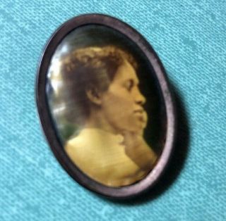 Harriet Tubman ? Antique African American Lapel Real Photo Gold Brooch Pin