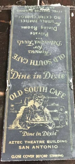 Matchbook Cover Old South Cafe San Antonio Tx