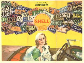 1933 Minnesota Road Map From The Shell Oil Company