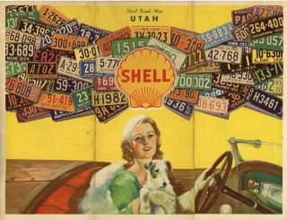 1933 Utah Road Map From Shell Oil Company