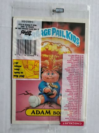 1986 1st Series Garbage Pail Kids Giant Stickers Adam Bomb Package