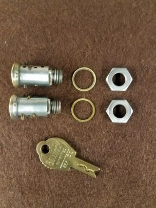 2 Duncan/miller 60/76 Parking Meter Male Lock Cylinders,  Restricted Key & 2 Nuts