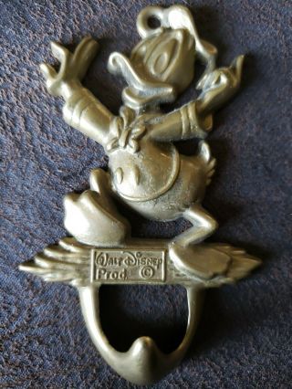 Vintage Walt Disney Productions Donald Duck Brass Key Hooks Wall Mount Hanger