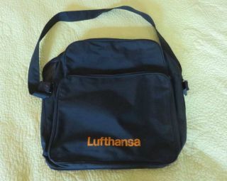 Vintage Large Sized Lufthansa German Airline Travel Carry On Bag Shoulder Tote