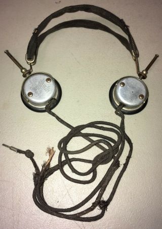 Vintage 1920s Tower Mfg.  Co.  Scientific " Navy Type " Steampunk Headphones Headset