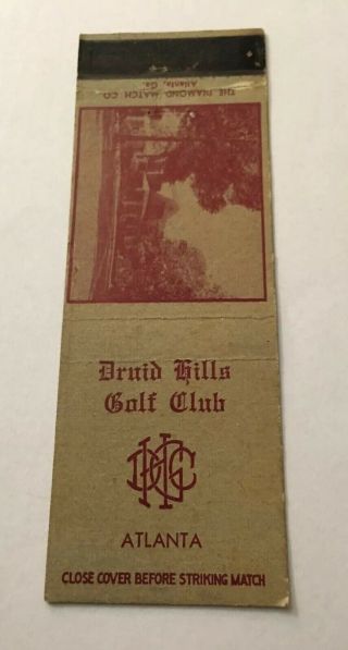 Vintage Matchbook Cover Matchcover Druid Hills Golf Club Atlanta Ga
