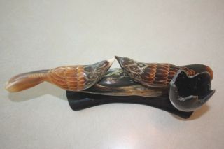 - Carved Horn Collectible 2 Carved Birds on Carved Horn/Artist Bud Hlakk 3