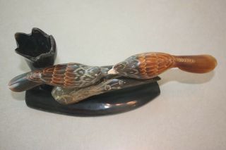 - Carved Horn Collectible 2 Carved Birds on Carved Horn/Artist Bud Hlakk 4