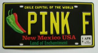Award Winning Chile Capital Vanity License Plate " Pink F " Pink Floyd Band