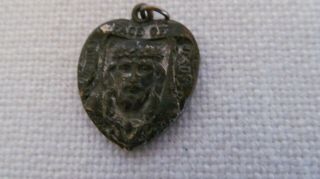 Vintage " The Holy Face Of Jesus/st.  Teresa Of The Child Jesus Heart Medal Rell