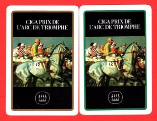 2 Single Vintage Playing/swap Cards Horses Racing Jockeys Advert H13