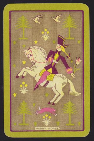 1 Single Vintage Swap/playing Card Enn Deco Horse Man 