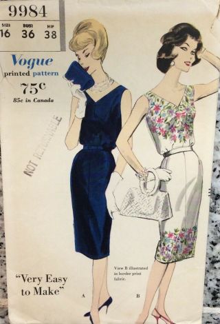 Vogue Printed Pattern 9984 Vintage 1960 