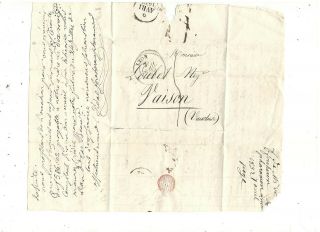 1832 Stampless Folded Letter,  Cds Lyon,  France